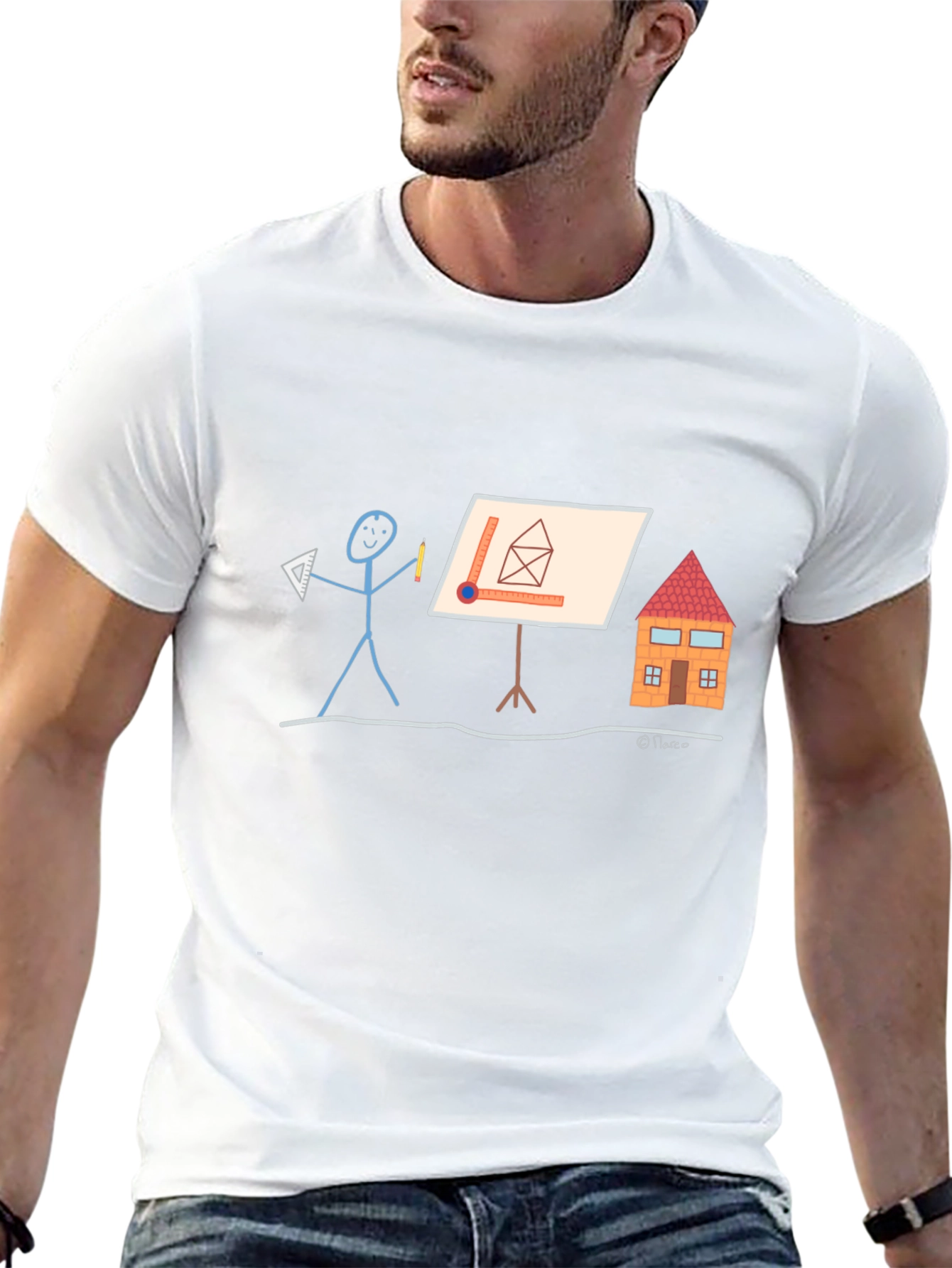 Architect Stick Figure Graphic Tee - Black