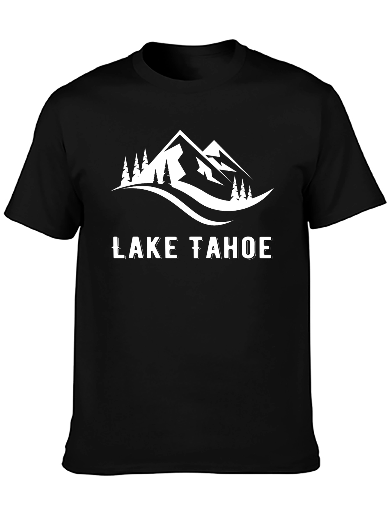 Lake Tahoe Graphic Tee - Black Cotton T-Shirt