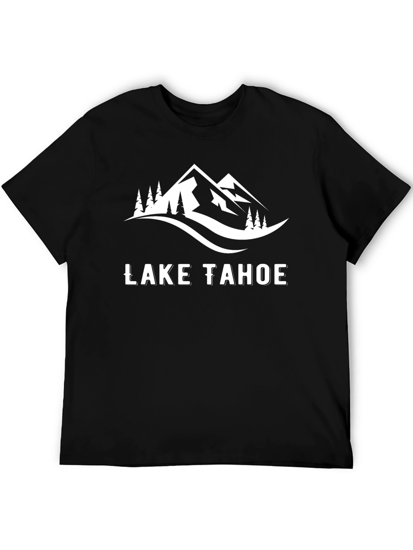 Lake Tahoe Graphic Tee - Black Cotton T-Shirt