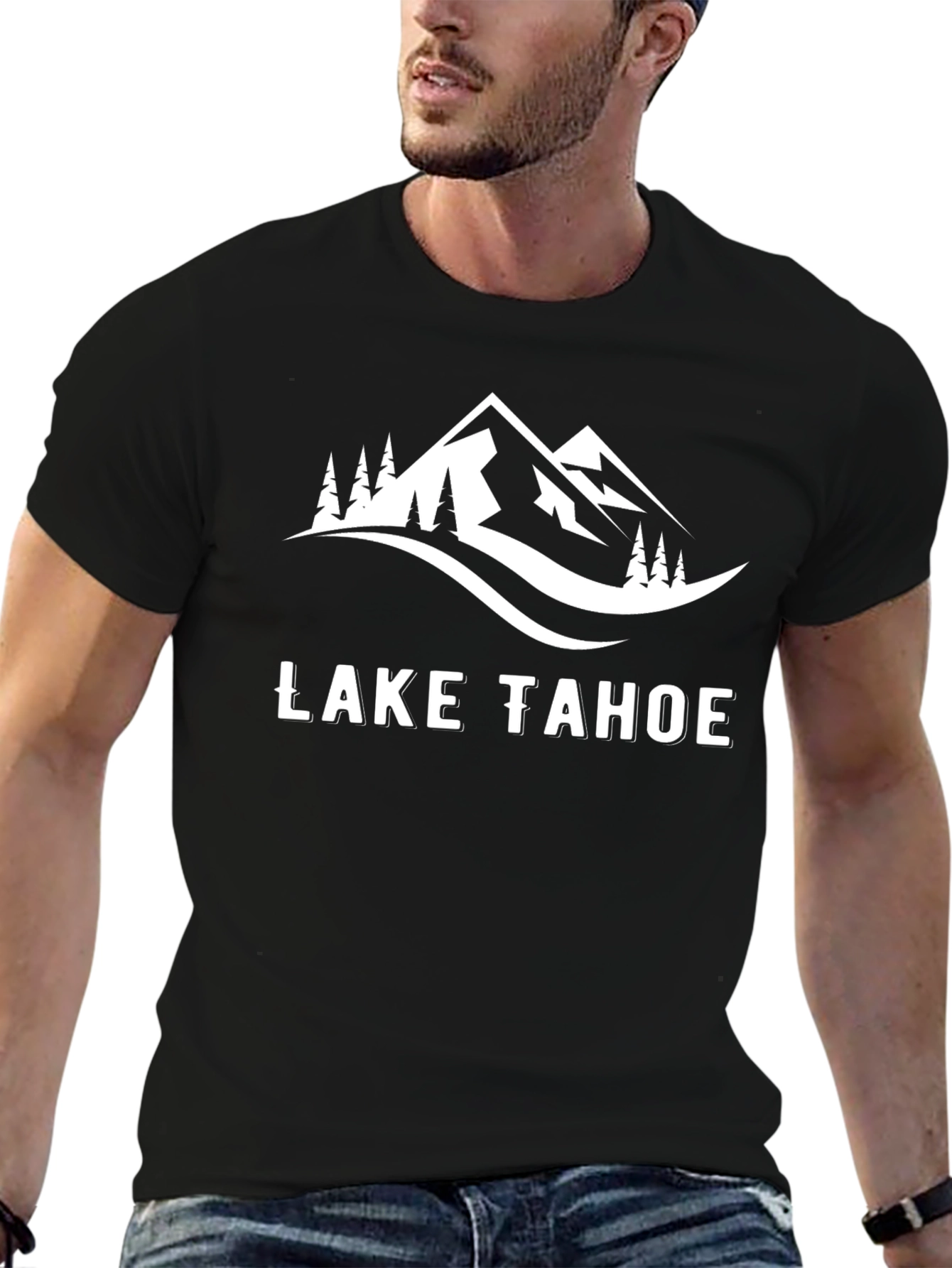 Lake Tahoe Graphic Tee - Black Cotton T-Shirt