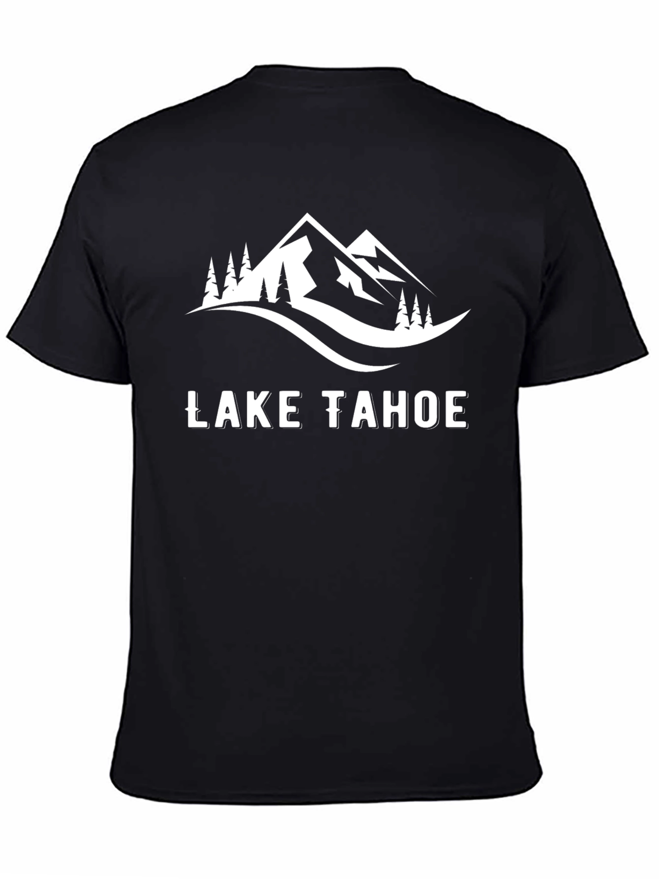 Lake Tahoe Graphic Tee - Black Cotton T-Shirt