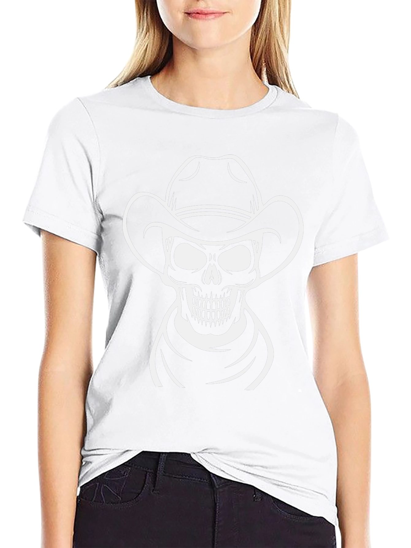 Cowboy Skull Graphic T-Shirt - Black