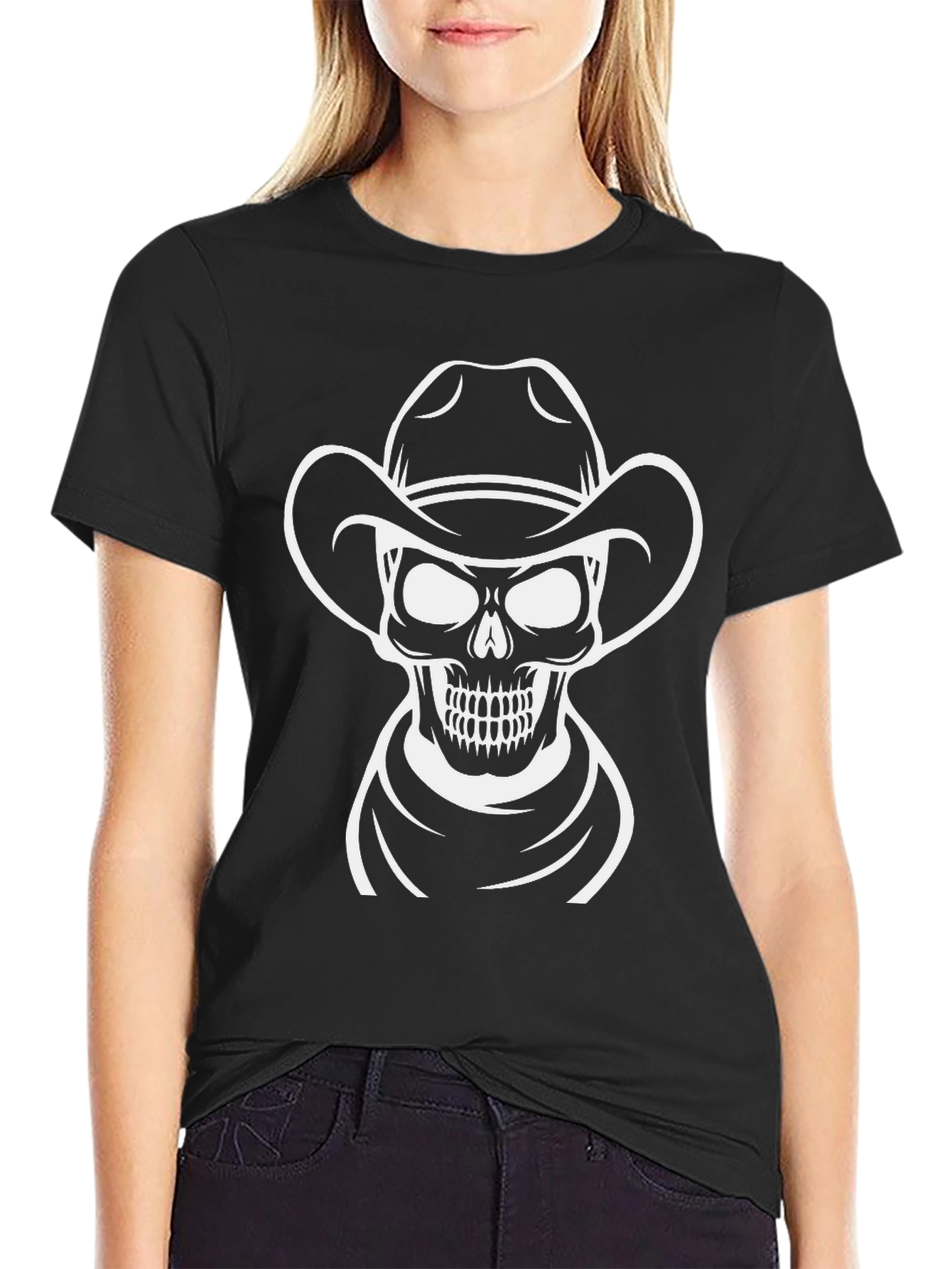 Cowboy Skull Graphic T-Shirt - Black