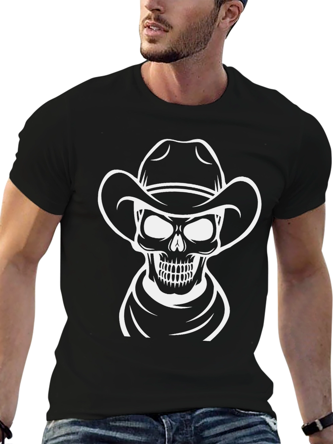 Cowboy Skull Graphic T-Shirt - Black