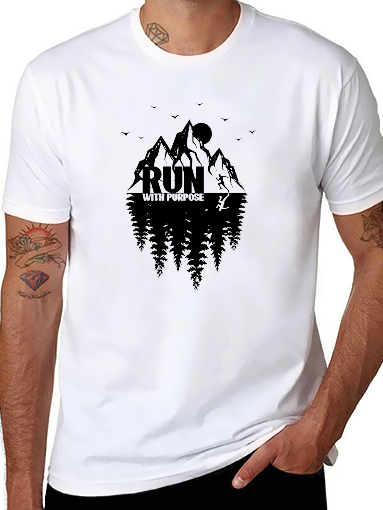 Run with Purpose Graphic T-Shirt - Mountain Design