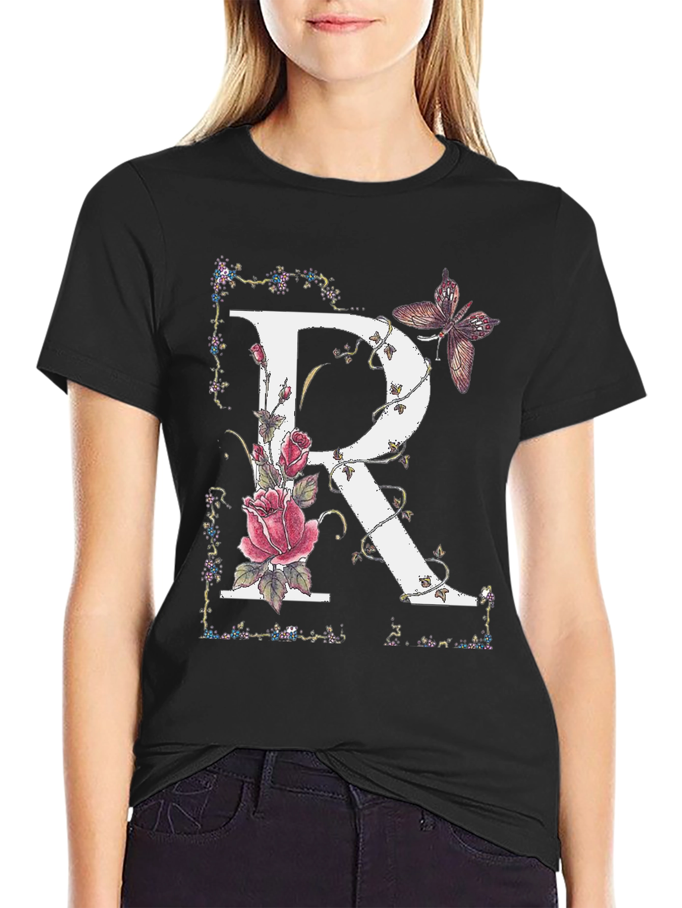 Floral Letter R Graphic Tee - Unisex