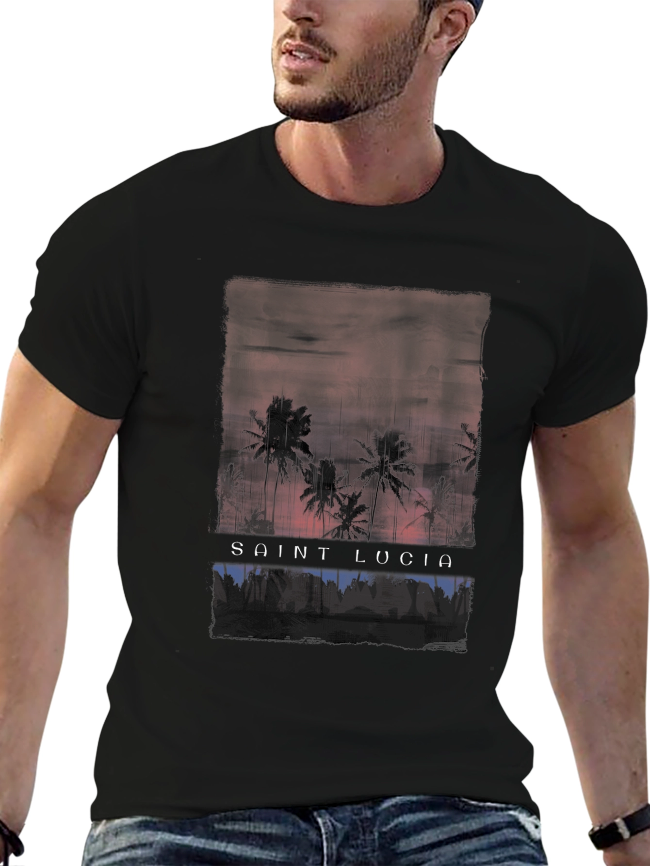 Saint Lucia Palm Tree Graphic T-Shirt