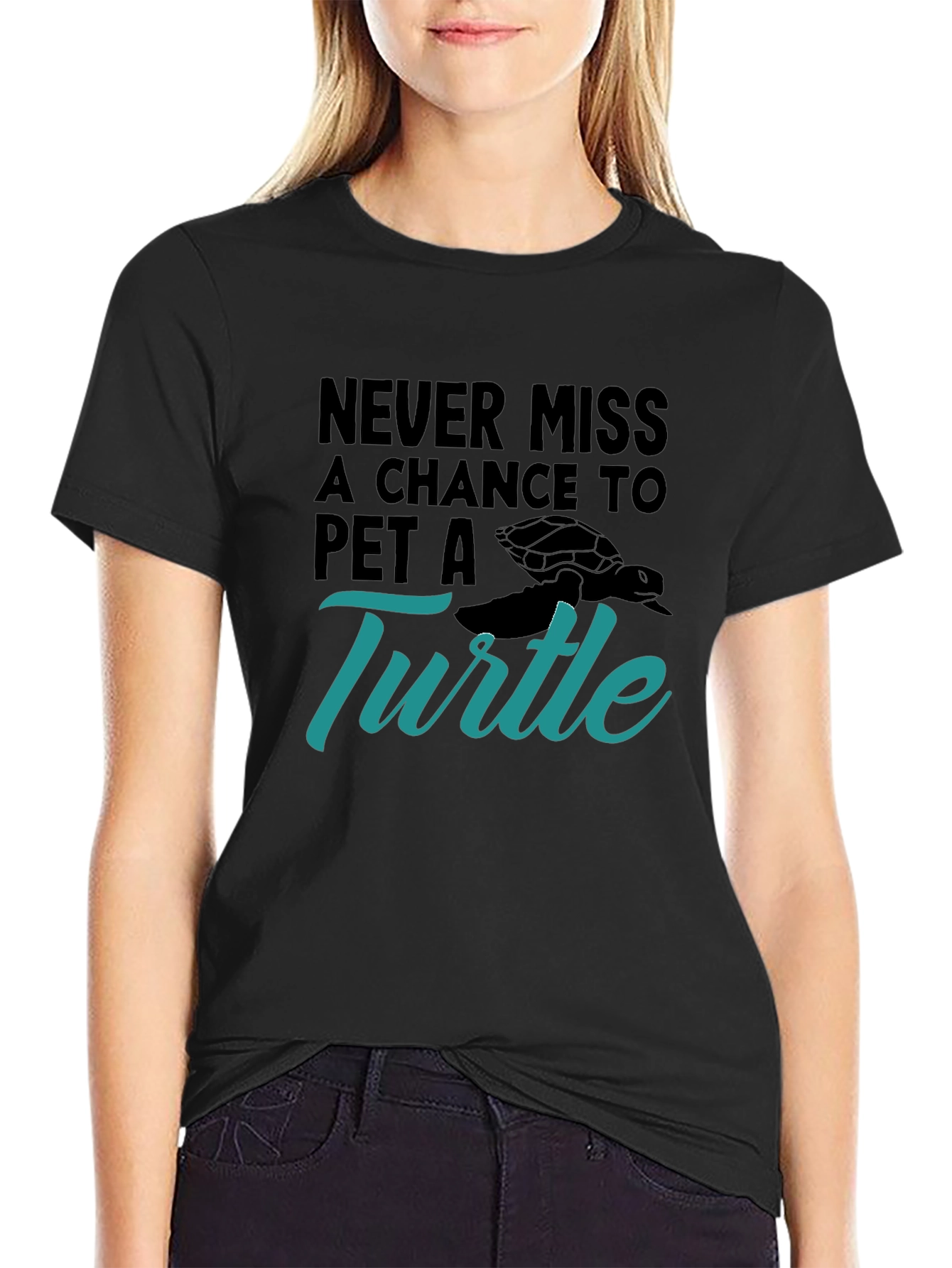Pet A Turtle Graphic Tee - Black