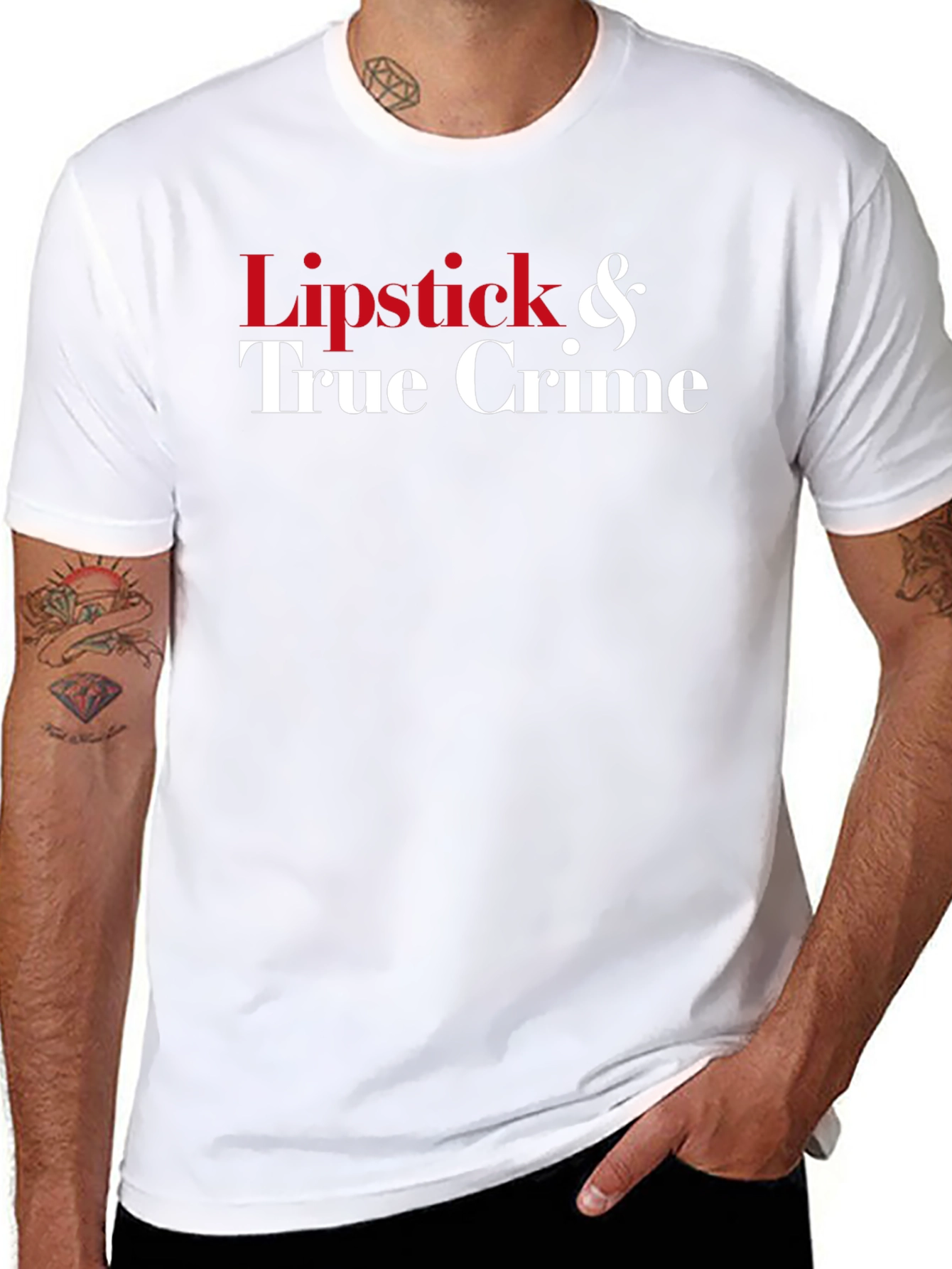 Lipstick & True Crime Graphic Tee - Black