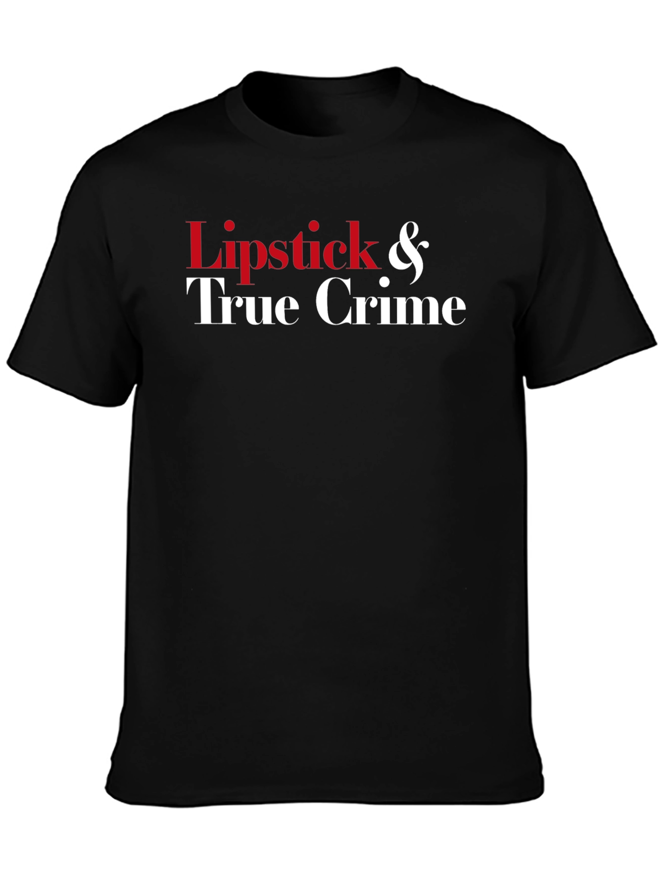 Lipstick & True Crime Graphic Tee - Black