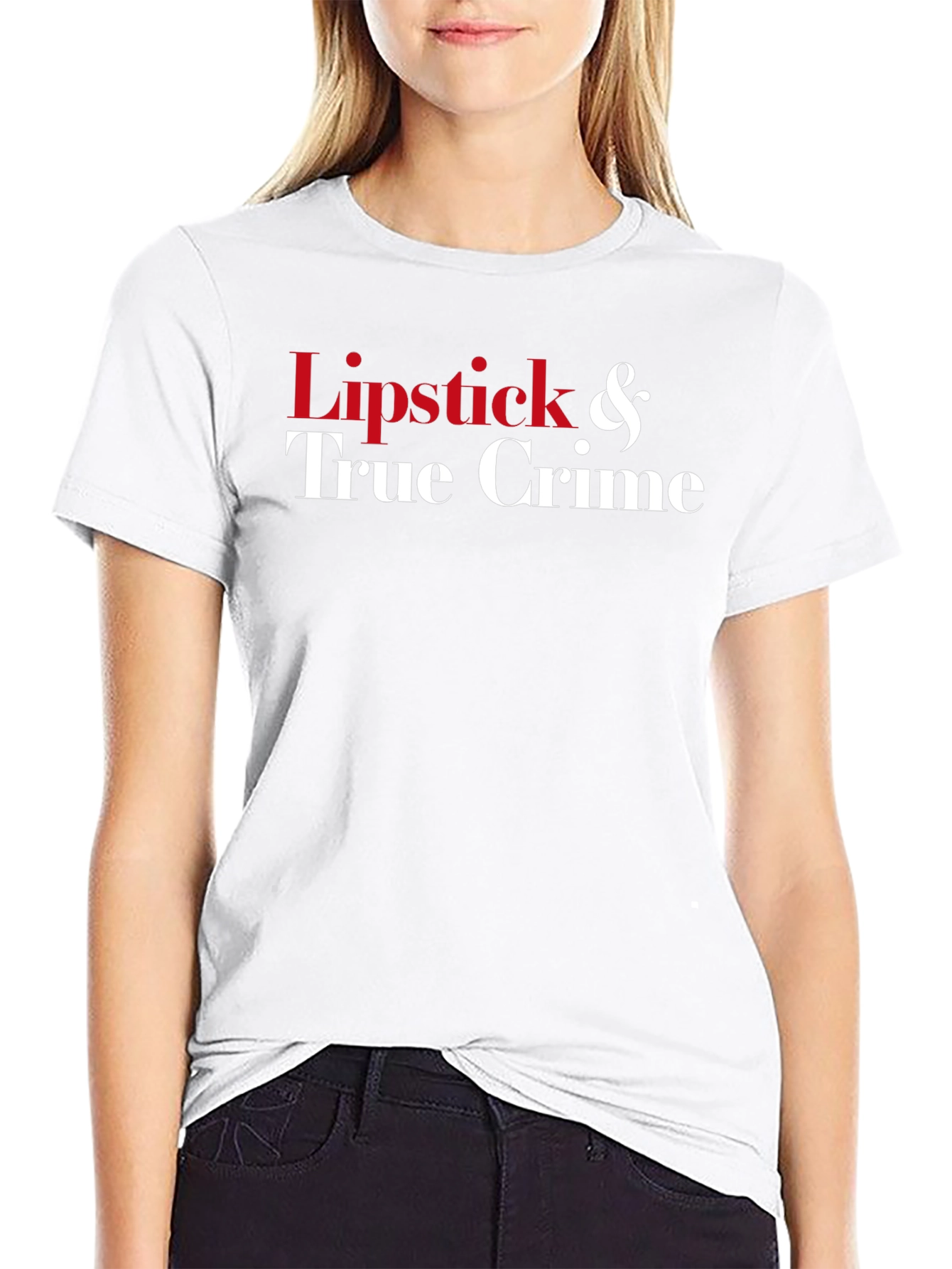 Lipstick & True Crime Graphic Tee - Black