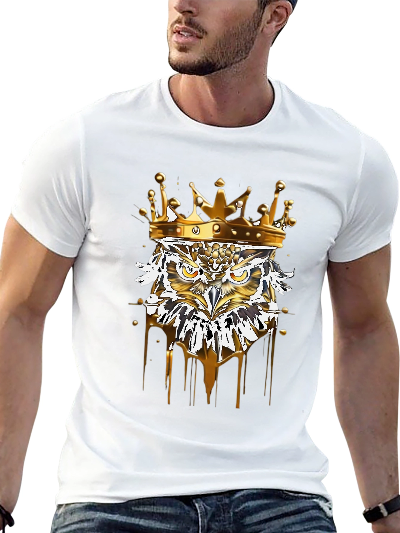 King Owl Graphic Tee - Premium Black T-Shirt