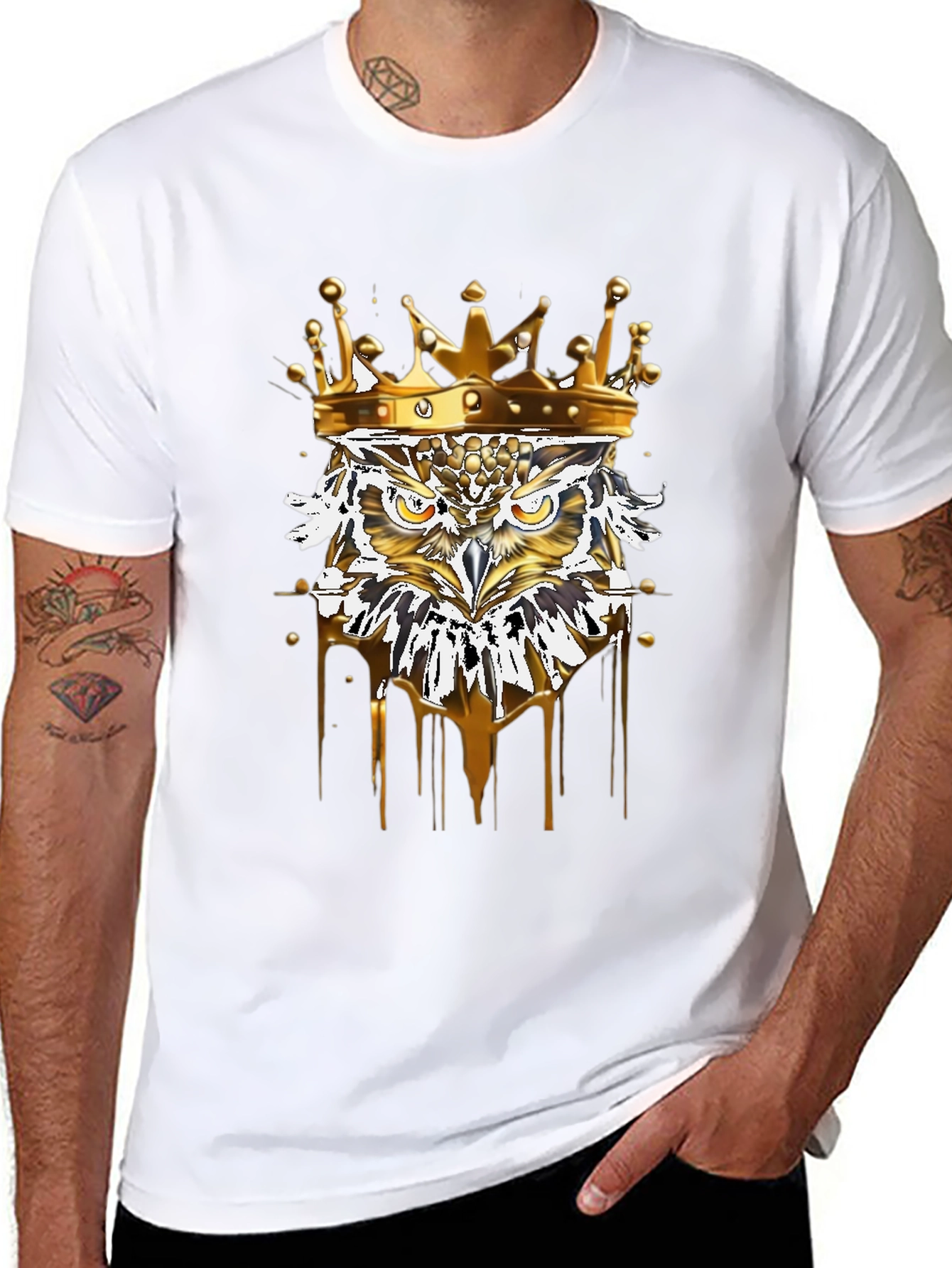 King Owl Graphic Tee - Premium Black T-Shirt