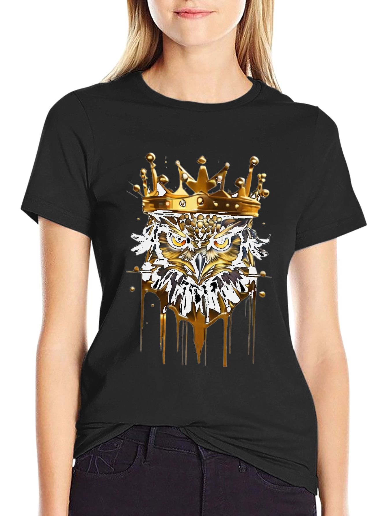 King Owl Graphic Tee - Premium Black T-Shirt