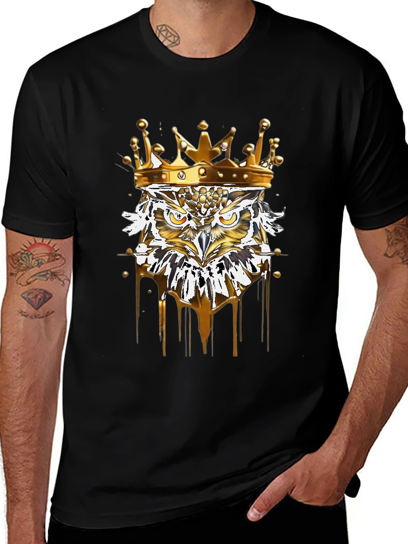 King Owl Graphic Tee - Premium Black T-Shirt