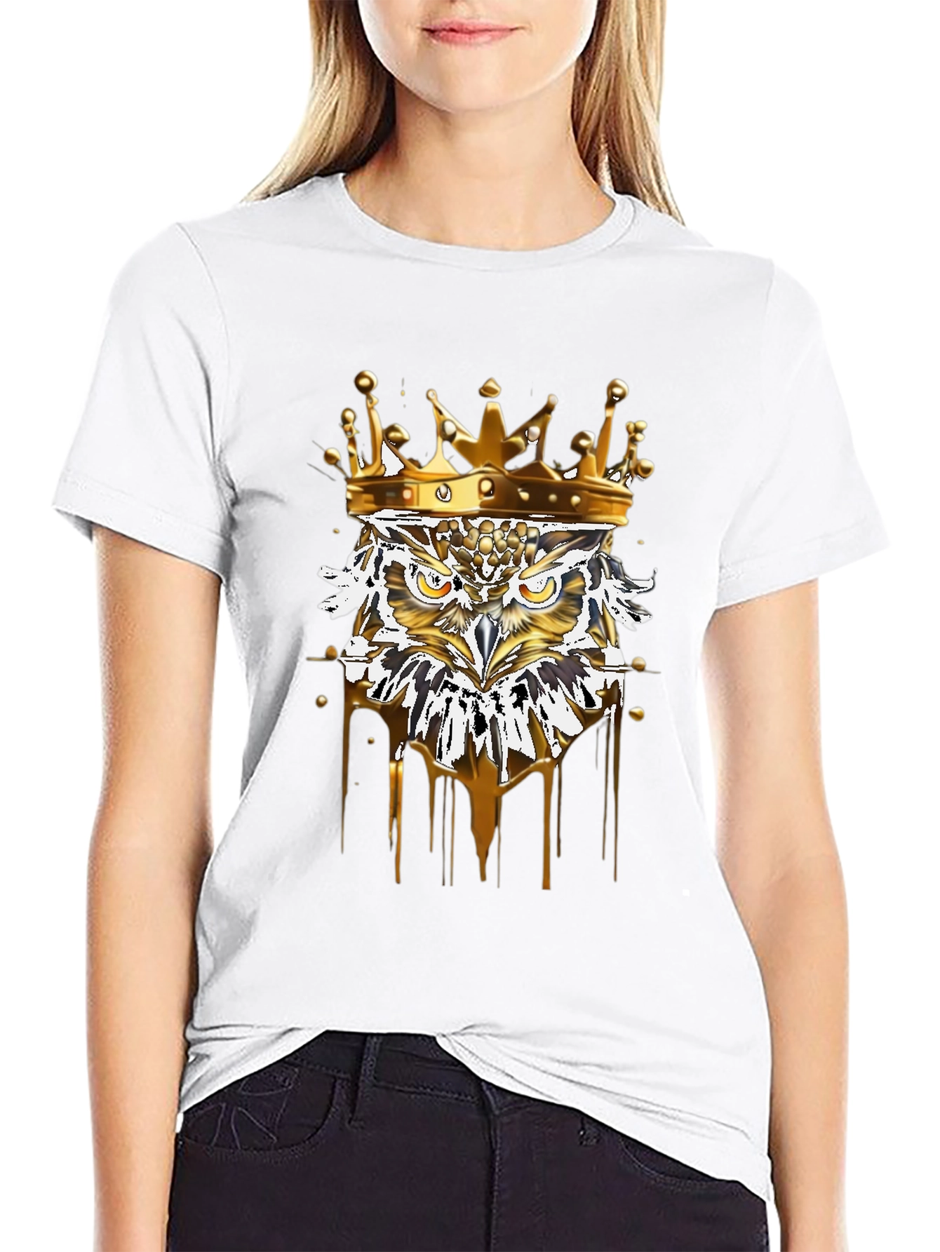 King Owl Graphic Tee - Premium Black T-Shirt