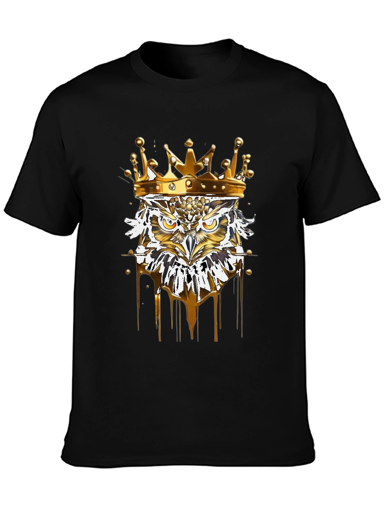King Owl Graphic Tee - Premium Black T-Shirt