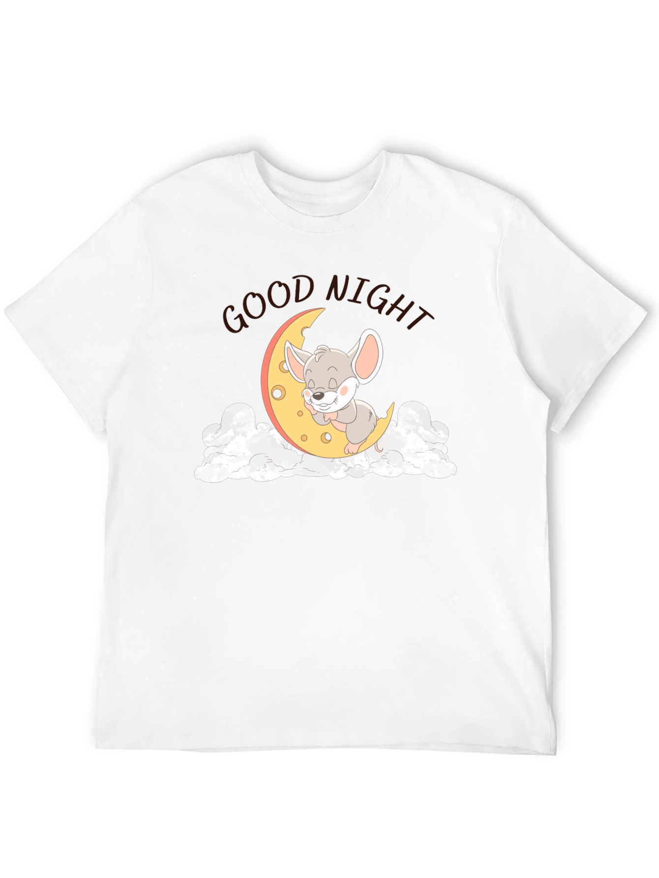 Cute Sleeping Mouse on Moon Graphic T-Shirt
