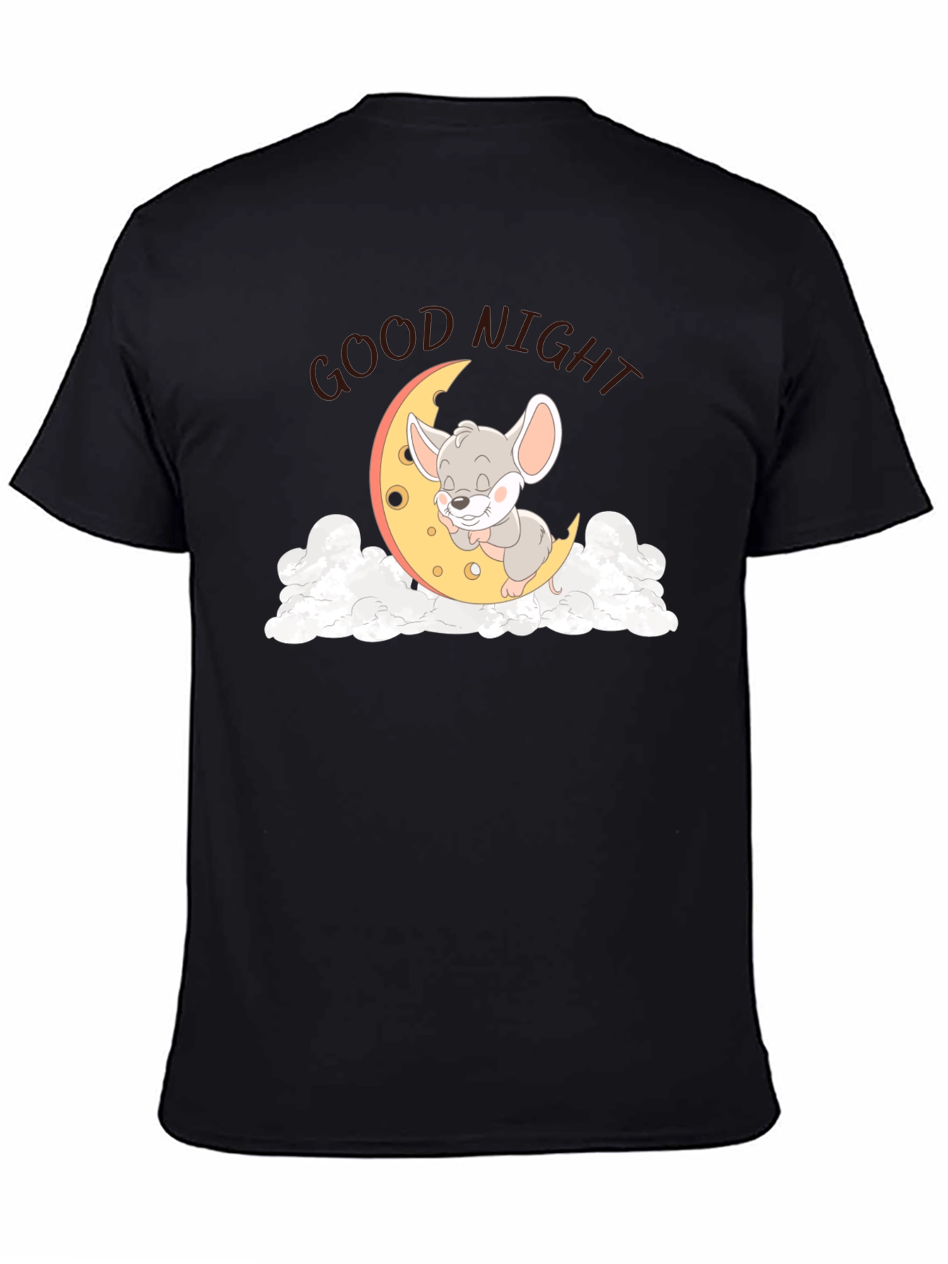 Cute Sleeping Mouse on Moon Graphic T-Shirt