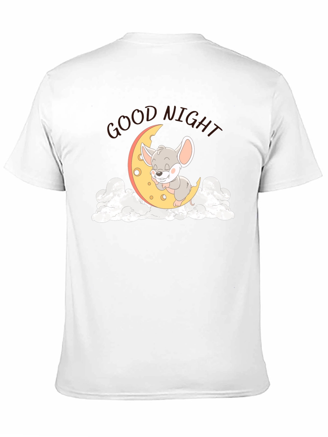 Cute Sleeping Mouse on Moon Graphic T-Shirt
