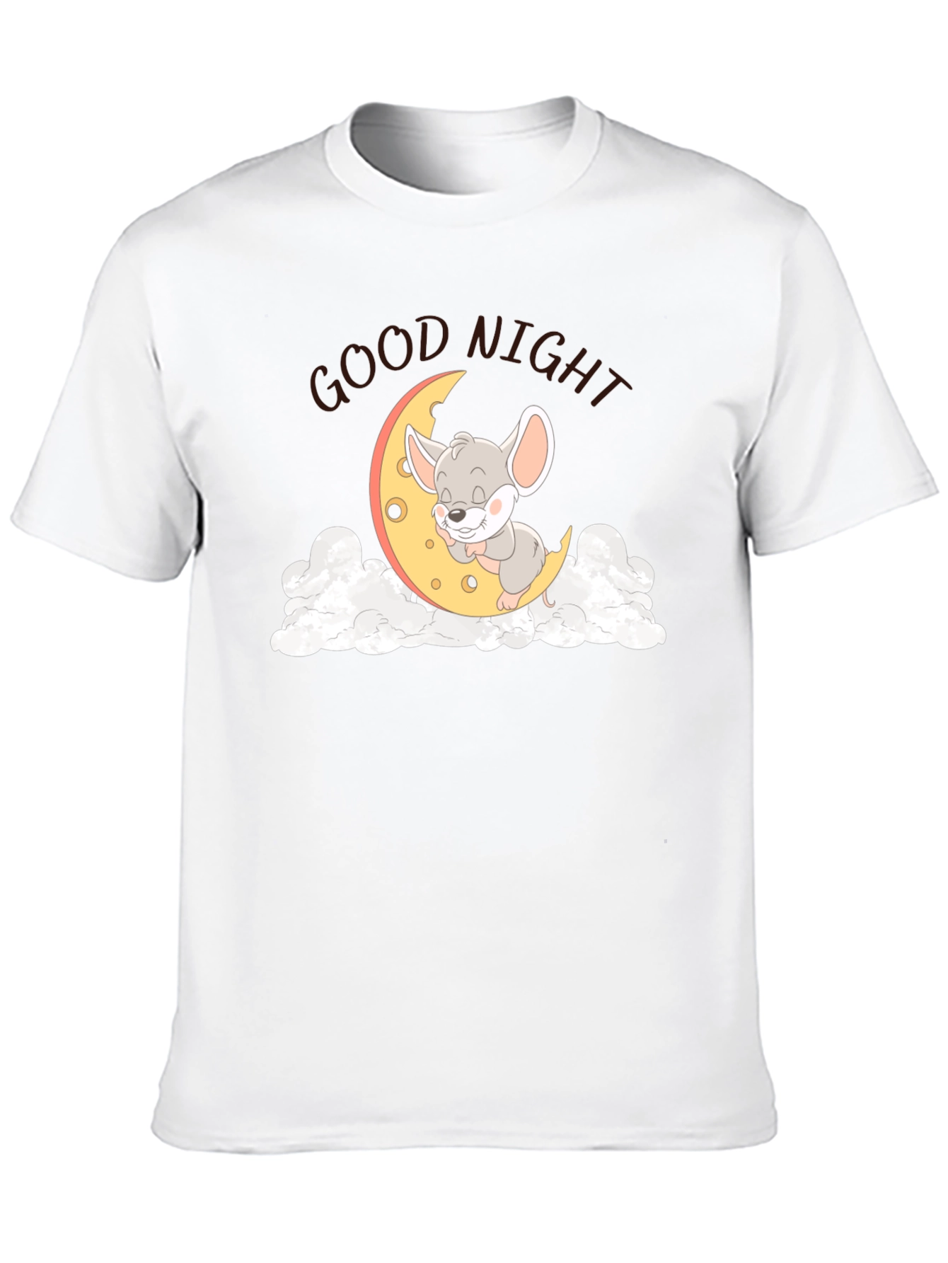 Cute Sleeping Mouse on Moon Graphic T-Shirt