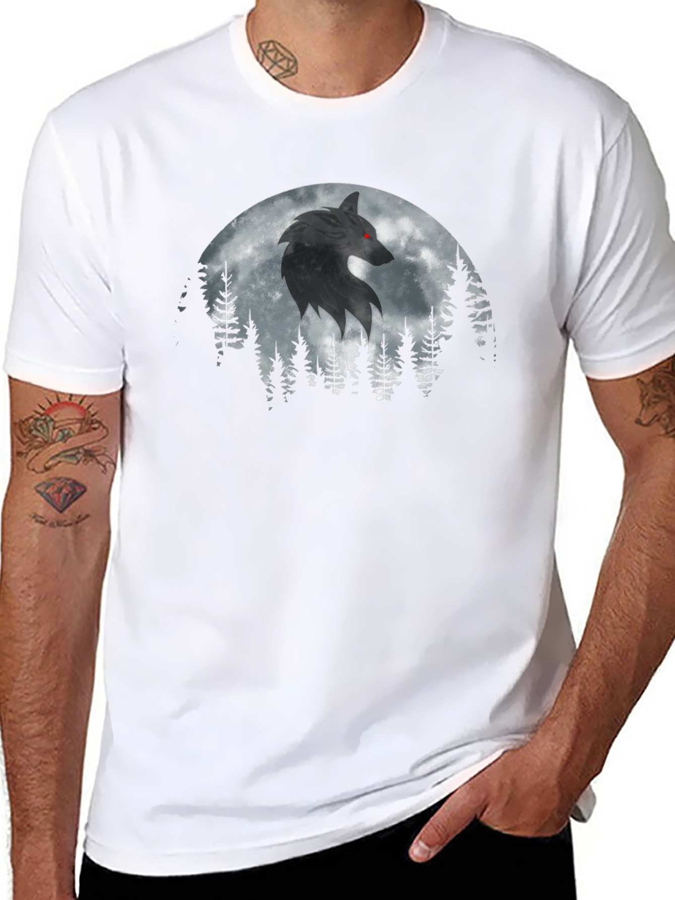 Wolf Moon Forest Graphic T-Shirt