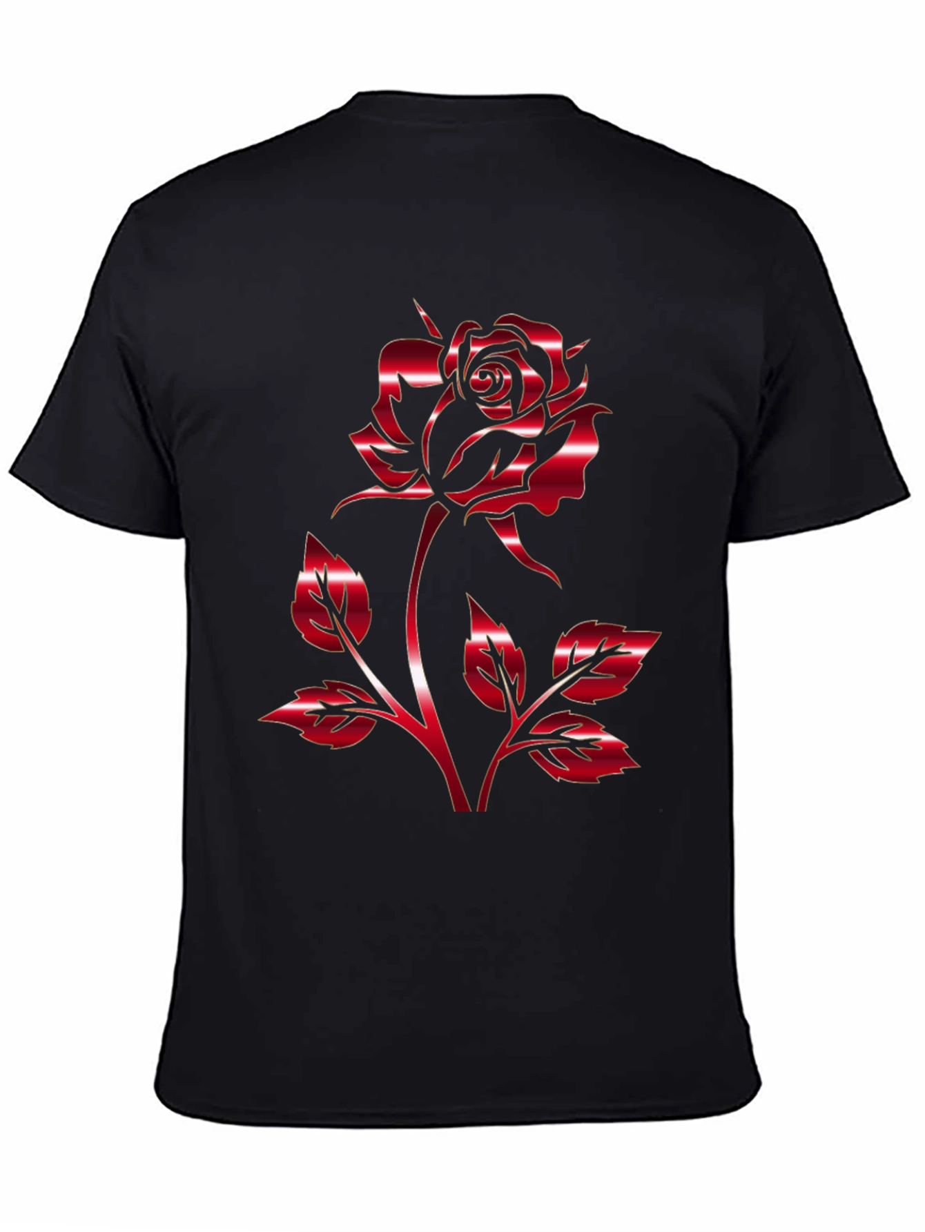 Red Rose Graphic T-Shirt - Black