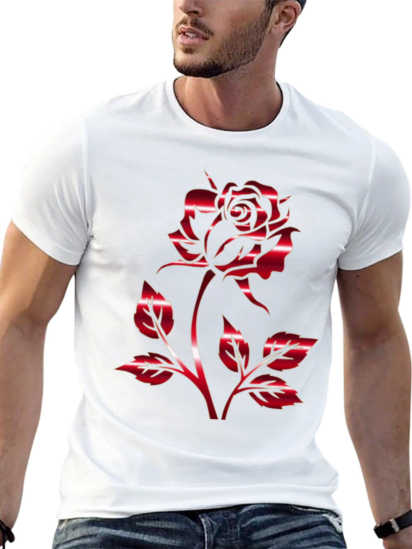 Red Rose Graphic T-Shirt - Black