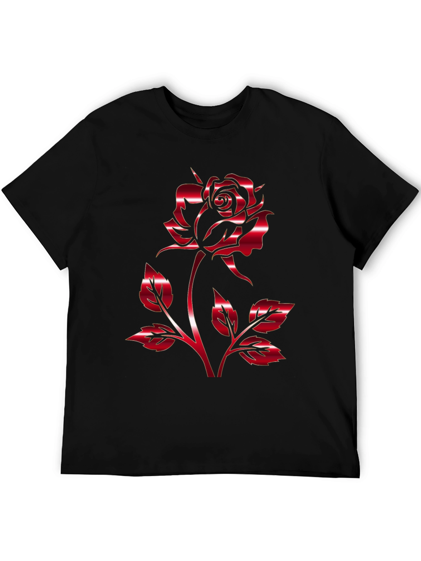 Red Rose Graphic T-Shirt - Black