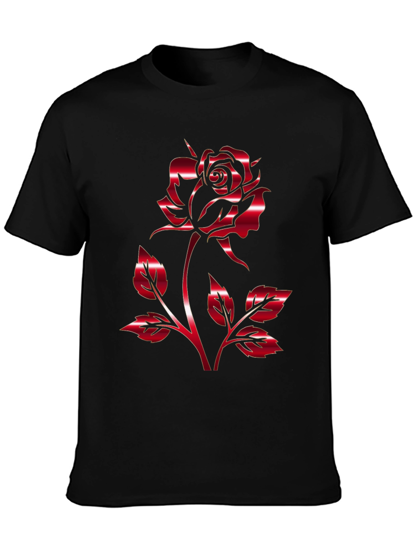 Red Rose Graphic T-Shirt - Black
