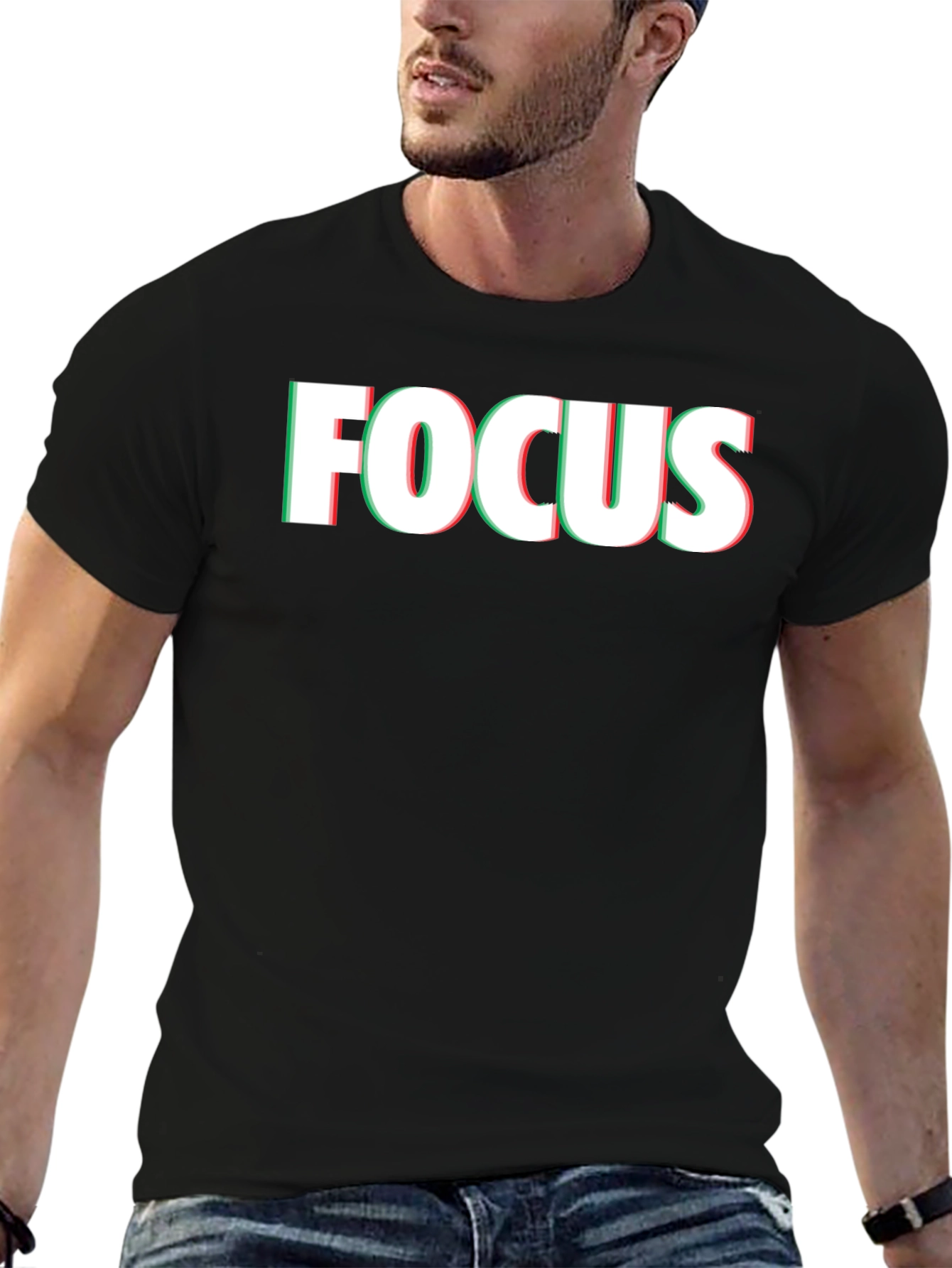 Focus Graphic Print Mens Black T-Shirt