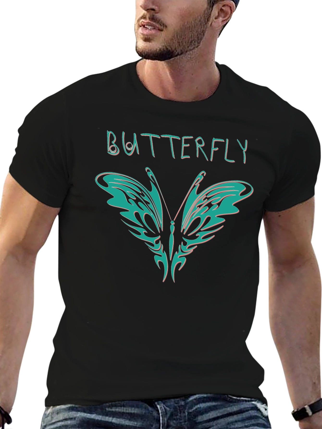 Butterfly Graphic Black T-Shirt