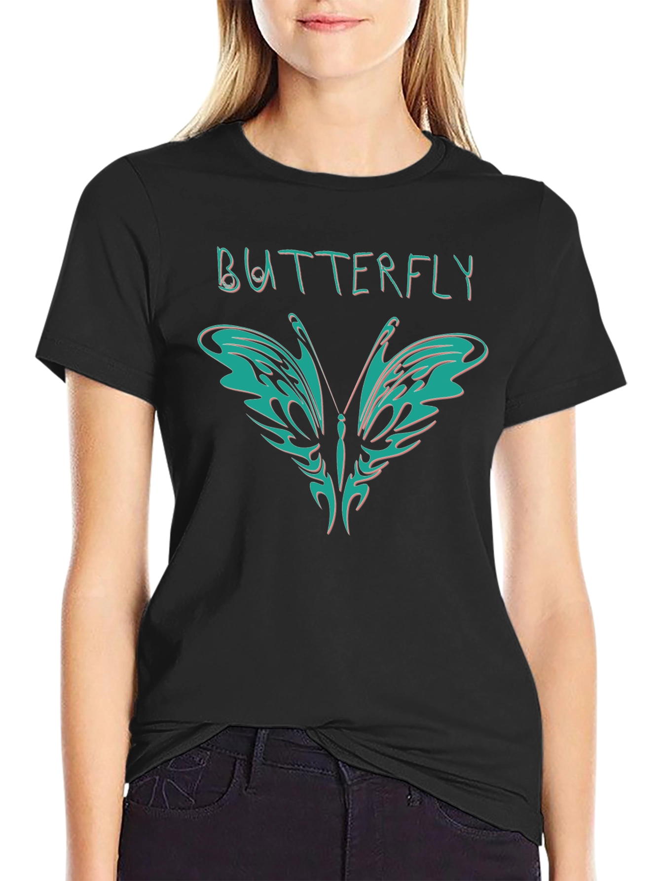 Butterfly Graphic Black T-Shirt