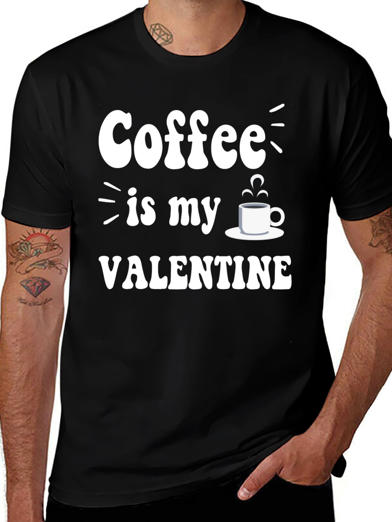 Coffee is My Valentine T-Shirt - Unisex Black Tee