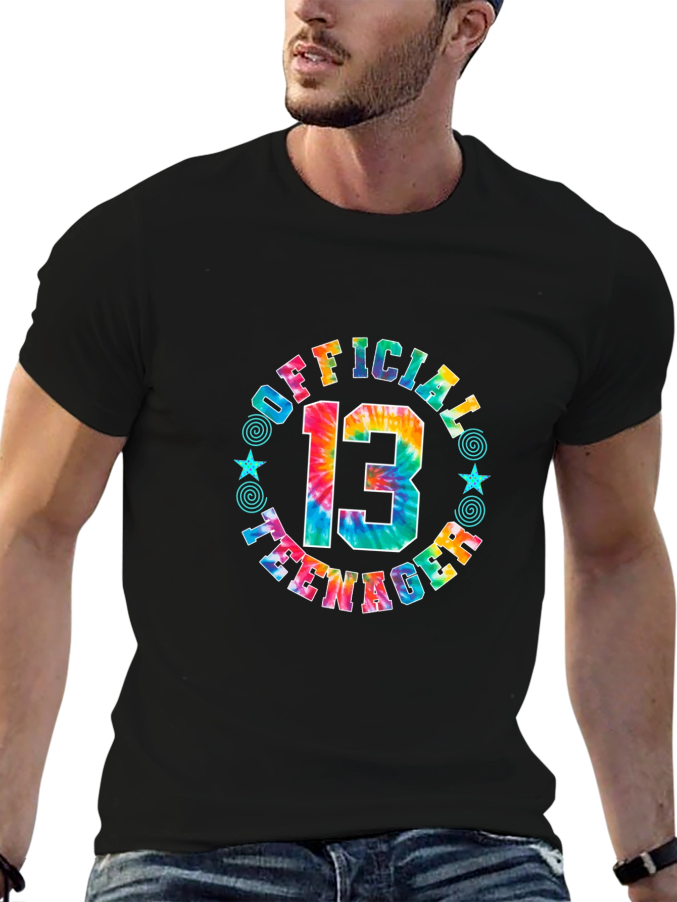 Official Teenager 13th Birthday Tie Dye Graphic T-Shirt