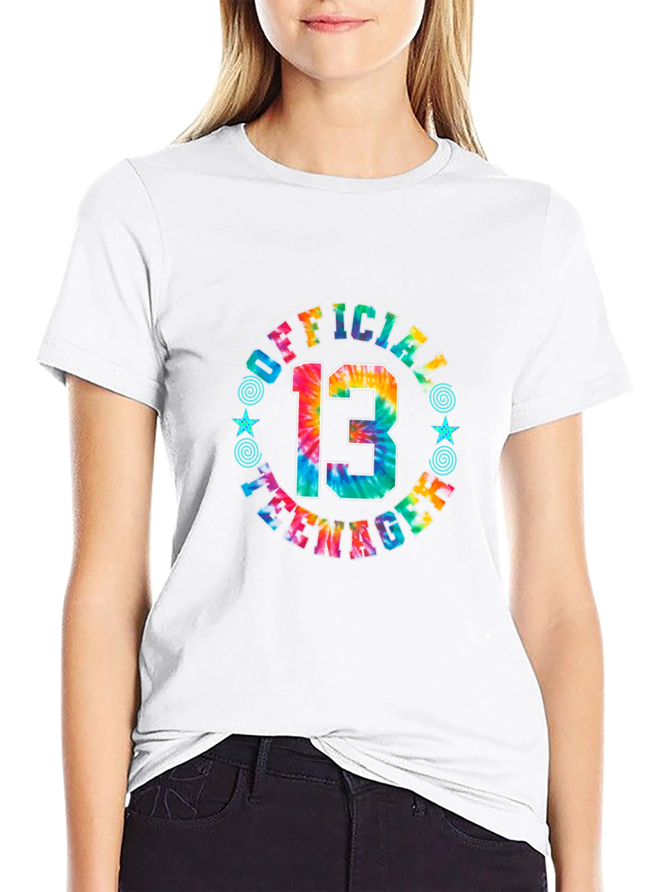 Official Teenager 13th Birthday Tie Dye Graphic T-Shirt