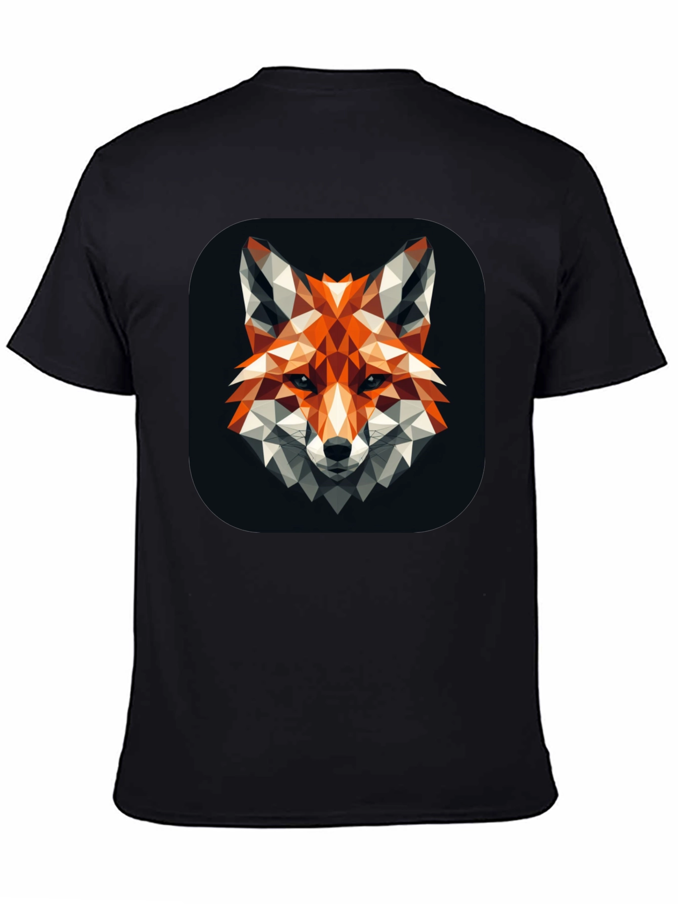 Geometric Fox Graphic Black T-Shirt