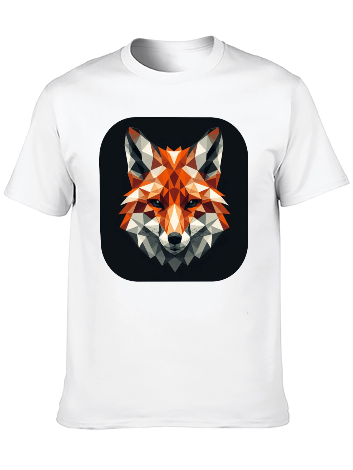 Geometric Fox Graphic Black T-Shirt
