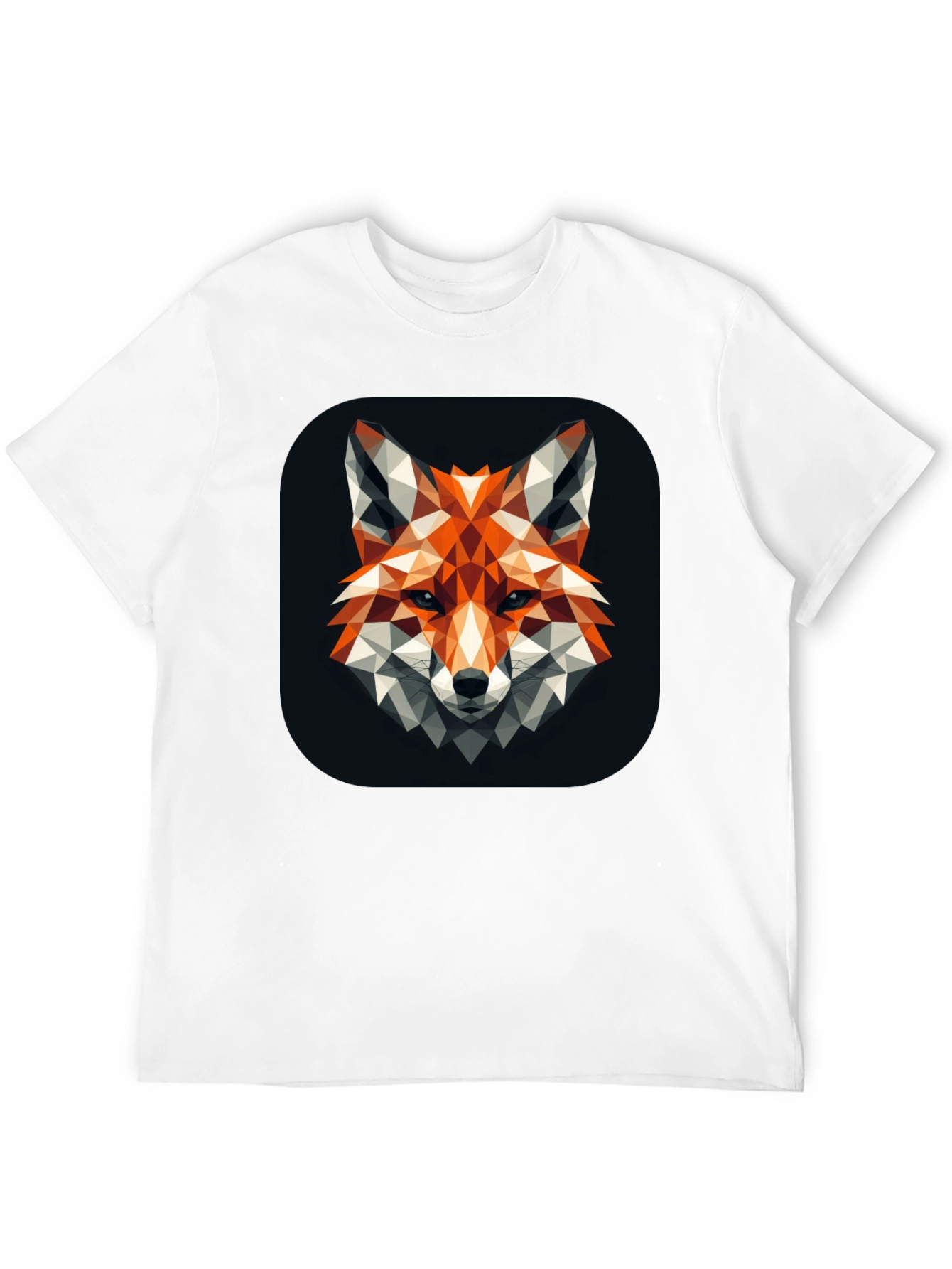 Geometric Fox Graphic Black T-Shirt
