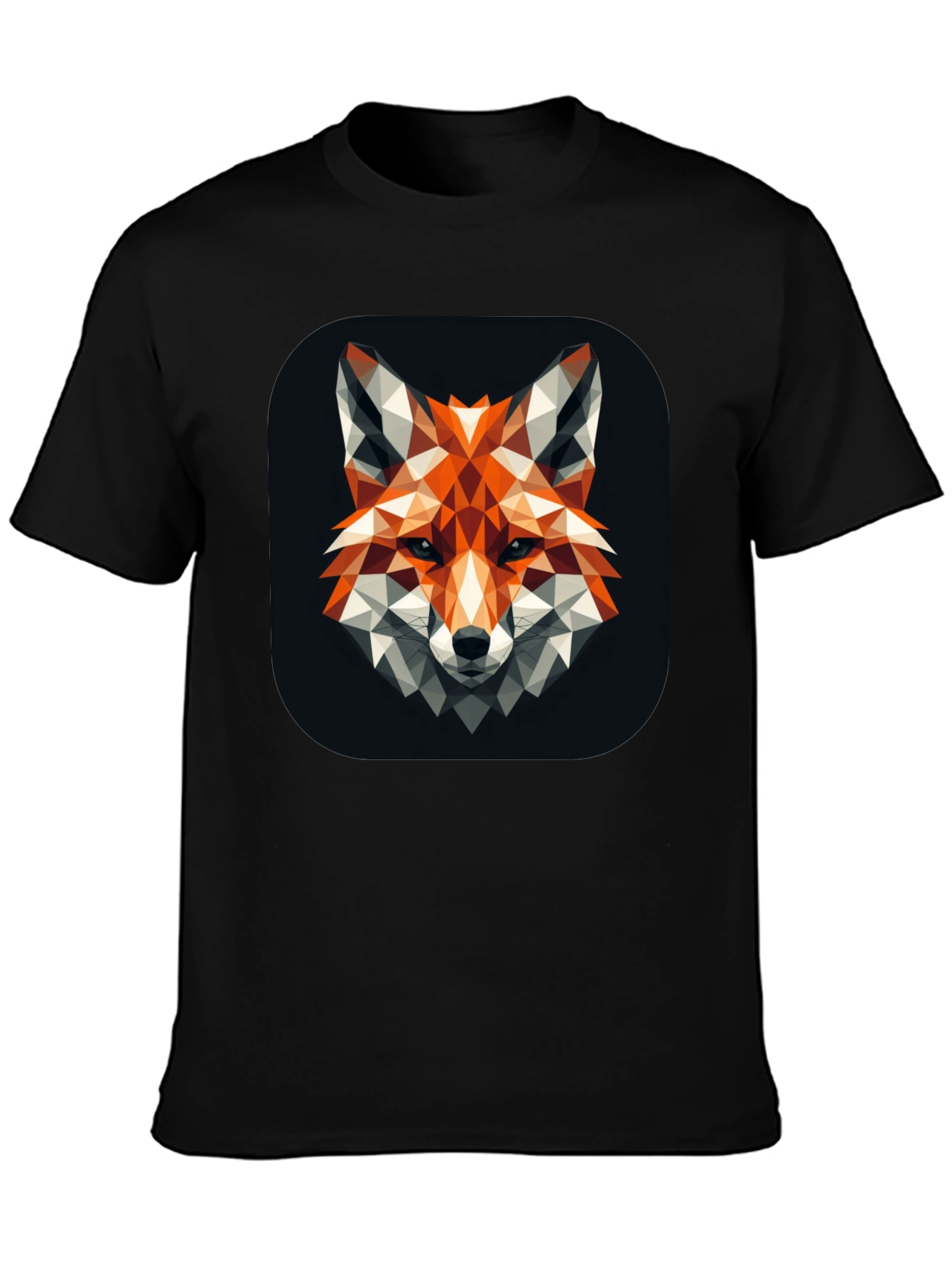 Geometric Fox Graphic Black T-Shirt