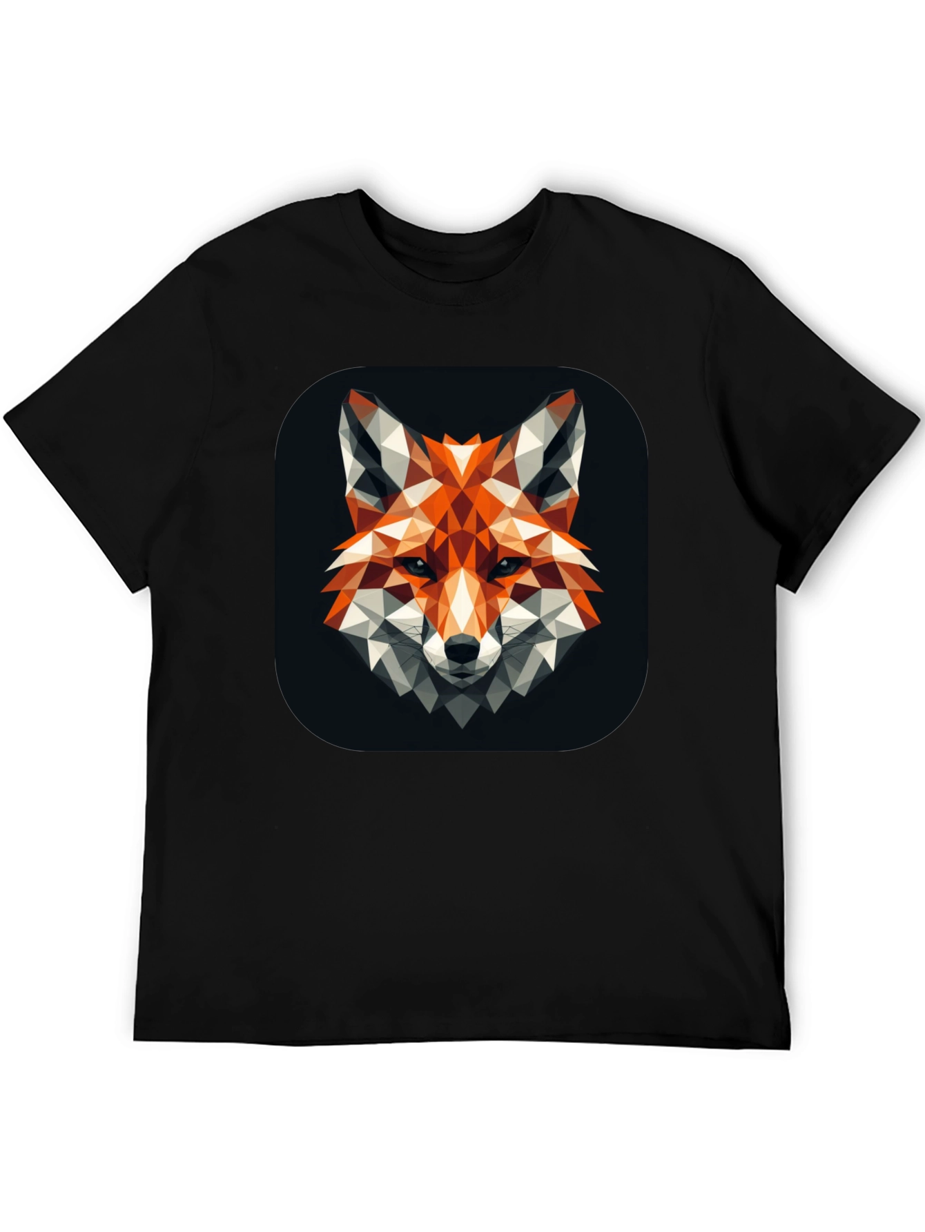 Geometric Fox Graphic Black T-Shirt