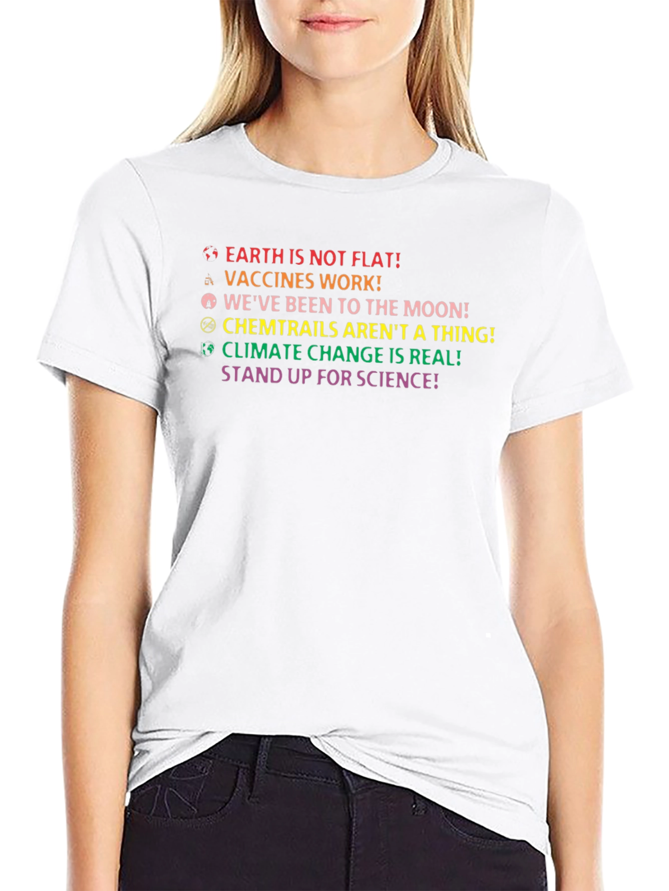 Pro-Science T-Shirt: Earth Not Flat Vaccines Work!