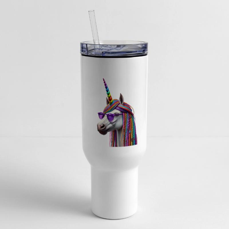 Rainbow Unicorn with Braids and Sunglasses Swag