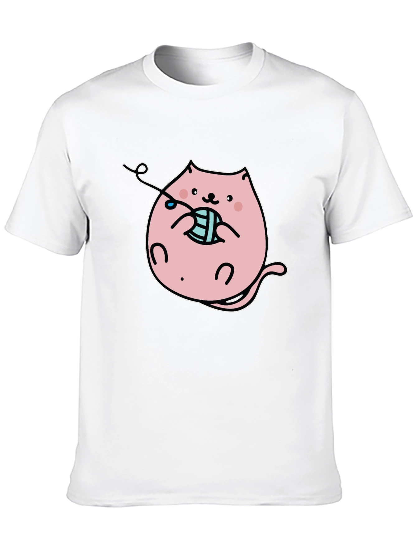 Cute Cat Knitting T-Shirt - Black