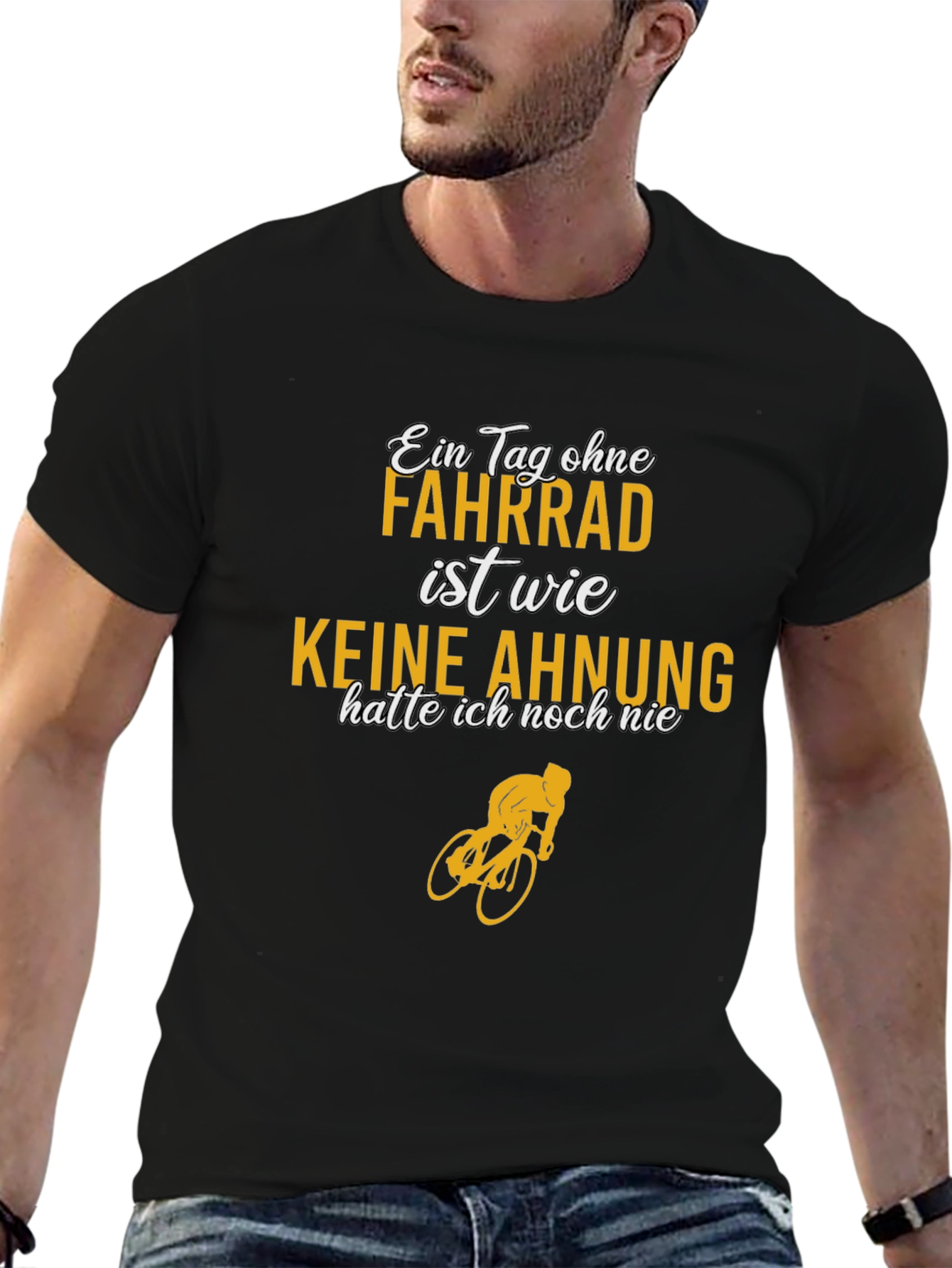Black T-Shirt with Funny Cycling Graphic