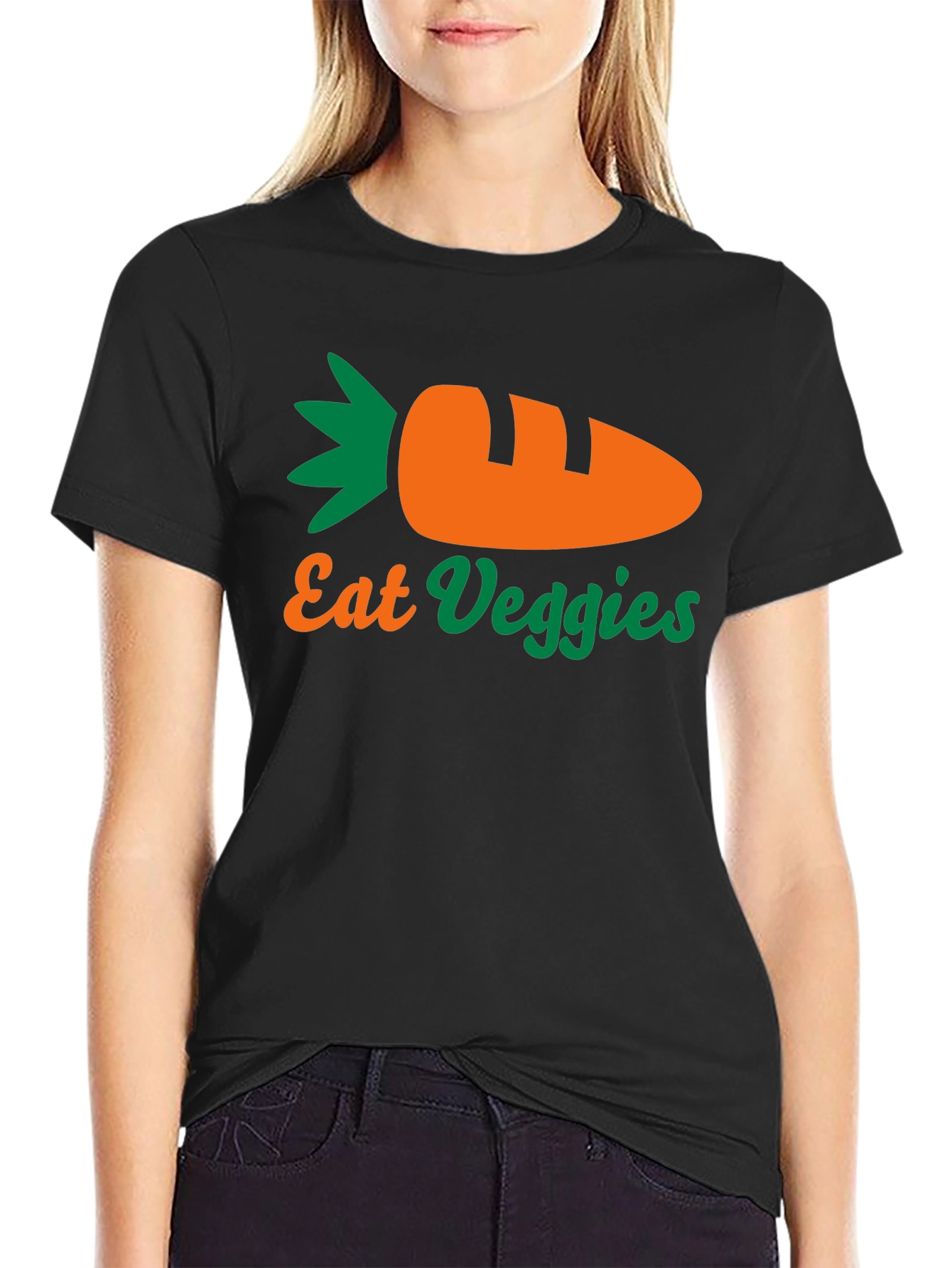 Eat Veggies T-Shirt - Black Carrot Design