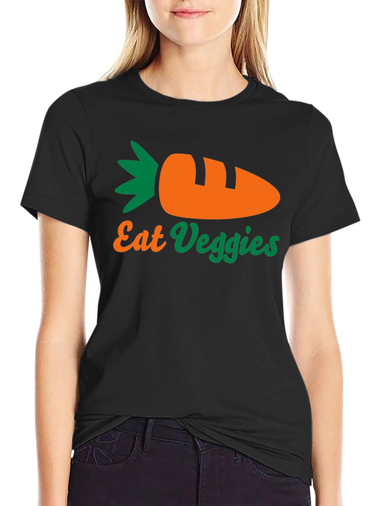 Eat Veggies T-Shirt - Black Carrot Design