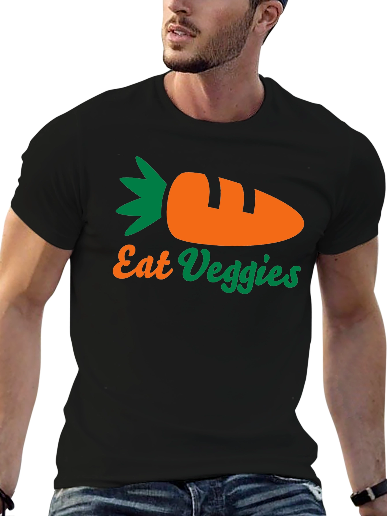 Eat Veggies T-Shirt - Black Carrot Design