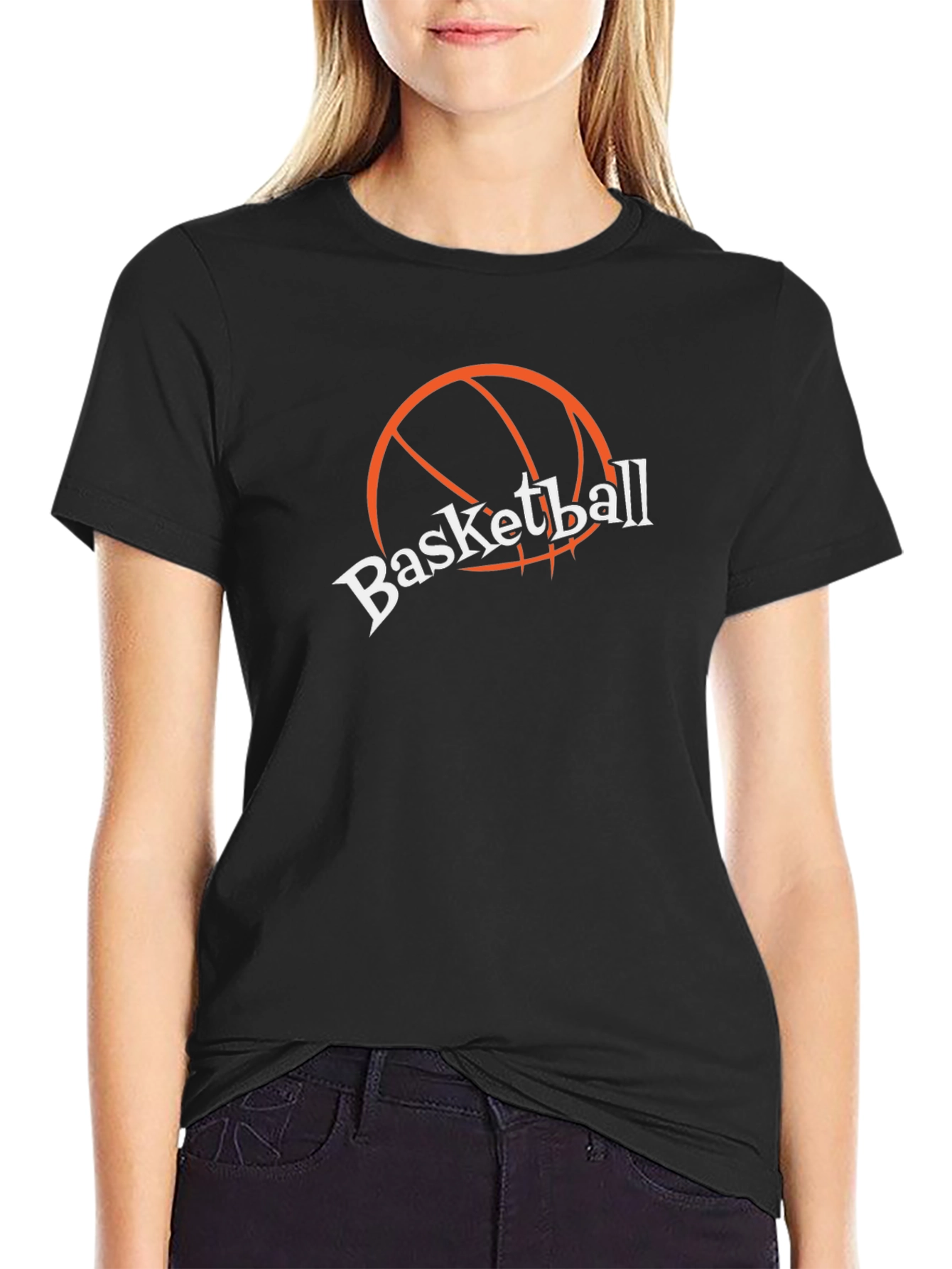 Basketball Graphic Tee - Black Cotton T-Shirt