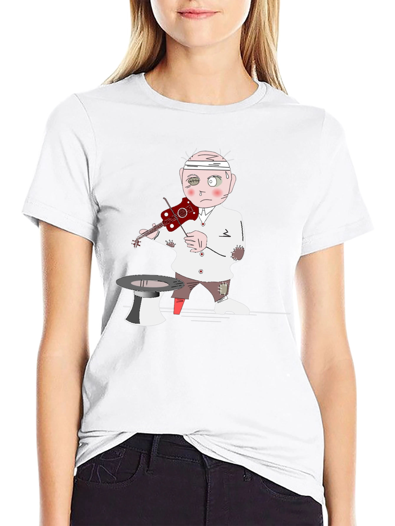 Violinist Cartoon Graphic Tee